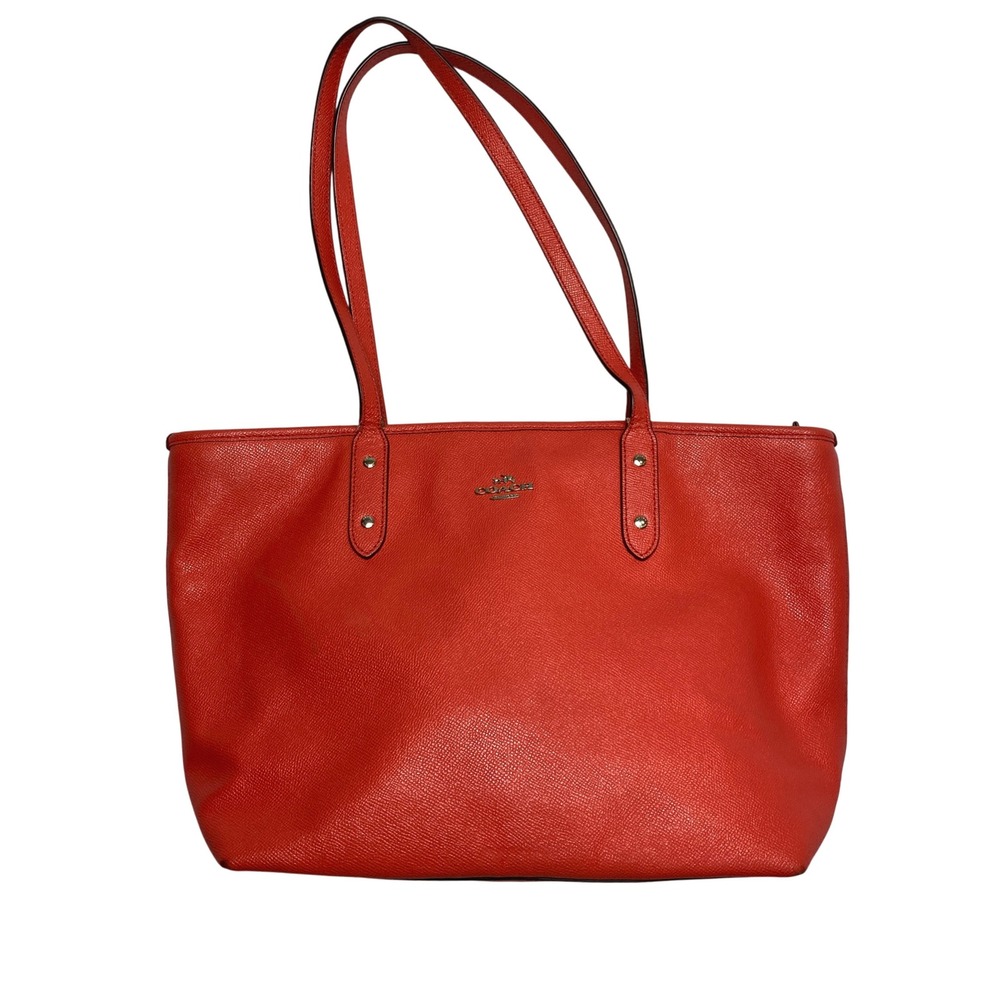 Coach Tote Bag Womens OS Red City Crossgrain Leather Shoulder Bag